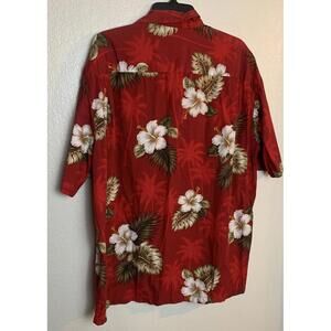 Pacific Legends Shirt Mens Sz 2XL Red Aloha Hibiscus Flower Hawaiian